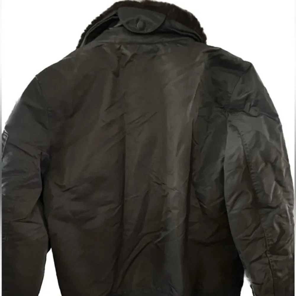LEVI'S Men's Flight Bomber Jacket with a Faux Fur Removable Collar army green M
